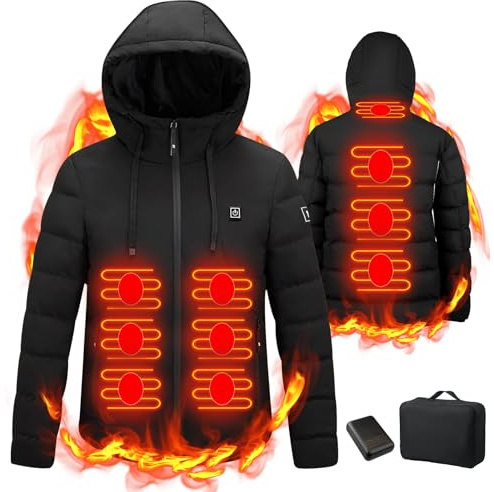 Beheizbare jacket für Herren Damen, Beheizte jacket mit 3 Einstellbar Temperatur Elektrischer Beheizte Wasserdicht und winddicht Jacke für Winter Outdoor Wandern Camping Skifahren wärmejacke mit akku