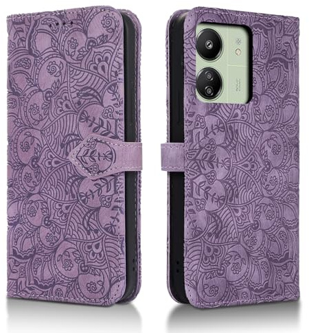 Succtopy Mobile Phone Case for Xiaomi Redmi 13C PU Leather Case with Card Slots and Stand Function for Xiaomi Redmi 13C/Poco C65 Flip Wallet Cover Case Protective Xiaomi Poco C65 Purple