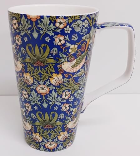 Rainbow Decors William Morris Strawberry Thief Blue Mug 500 ml Fine Bone China Large Latte Arts Crafts Art Nouveau Style Cup Hand Decorated UK