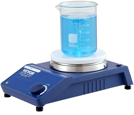 VEVOR Magnetrührer, 0–1500 U/min Rührplatte mit Einstellbarem Geschwindigkeitsknopf, 20 L Plattenrührer-Set, Rührstab im Lieferumfang Enthalten