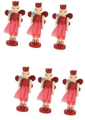 ABOOFAN 6pcs Angel Puppet Decor Nutcracker Ornament Christmas Desktop Decor Wooden Craft for Boys and Girls