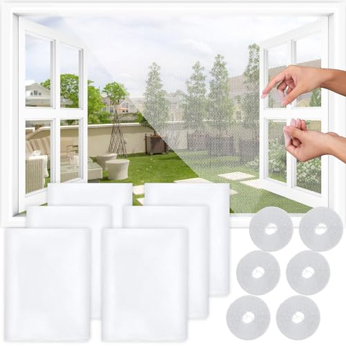 Fliegengitter Fenster, 6 Stück Moskitonetze für Fenster, mit 6 Rollen Selbstklebeband, Mückenschutz Fenster, für Fliegen Bug Bee Moskito Schutz Mesh DIY
