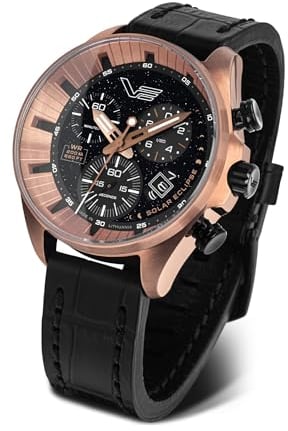 Vostok Europe Herrenuhr Chronograph Solar Eclipse Schwarz/Rosé LE 6S30-325E728