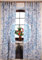 GURU SHOP Boho Vorhänge, Gardine (1 Paar) mit Schlaufen, Handbedruckter Ethno Style Vorhang, Mandala Motiv - Weiß/blau/türkis, Baumwolle, 215x100x0 cm