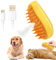 Cat Steamy Brush, Katzenbürste mit Dampf 3-In-1, Dampfbürste Brush Katze Tierhaarbürste Fellbürste Katzen Massagebürste Beseitigen Sie Fliegende Haare für Katze und Hund (Gelb)