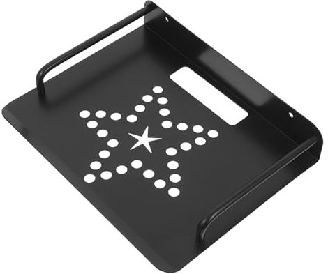 BCOATH Wall Mounted Projector Holder and Router Rack 24x20cm Space Aluminum Black Single Layer Cable Organizer for Home Network Devices