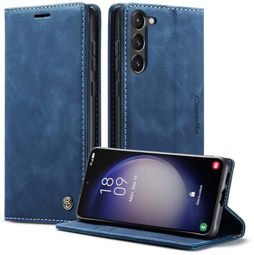 Phernykas Wallet Case for Samsung Galaxy S23 5G with Card Holder, Kickstand Blocking Magnetic Closure Shockproof Protective PU Leather Cover for Samsung Galaxy S23 5G Flip Case Wallet - Blue
