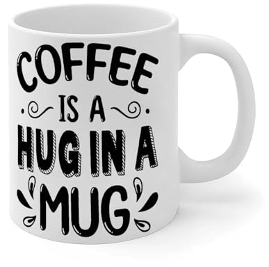 Wodevor Coffee is A Hugs in A Mug Coffee Mug White Ceramic Coffee Tea Cups Funny Office White Glossy Mug Mother's Day Thanksgiving Gift for Loves Grandparents 11oz