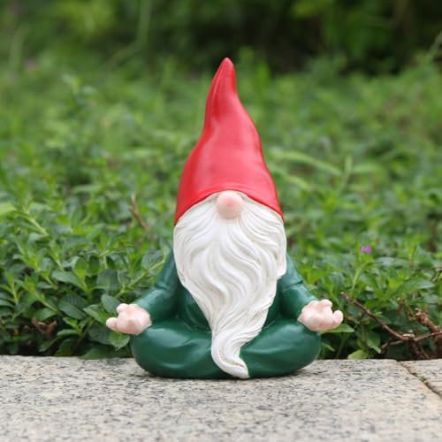 JARPSIRY Statue de nain de jardin méditant en résine - 11,4 cm de haut - Figurine de nain de yoga zen pour la maison, l'intérieur et l'extérieur, le jardin, la terrasse, la pelouse, le porche, la cour