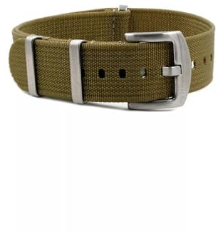 WB Original Geripptes Nylon-Uhrenarmband | Khaki - 20 mm - Schließe: Silber Gebürstet | Nylon | Ersatz-Armband