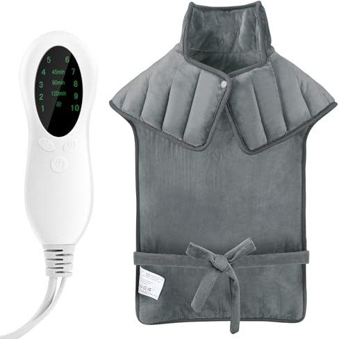 Heating Pad for Neck and Shoulders, Weighted Electric Neck Heating Pad for Shoulder Back Pain Relief, 3lb Back Heated Pad with 10 Heat Settings and 3 Auto-Off Timer, Birthday Christmas Gifts Parents