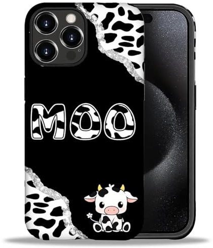 yicomon Kompatibel mit iPhone 16 Pro Hülle, schwarz-weißes Kuhmuster, matte Handyhülle, langlebig, modisch, lustig, Flüssigsilikon, weich, kratzfest, stoßfest, Schutzhülle