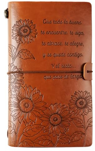 GEBETTER Spanisch A6 Notizbuch 68 Blatt/136 Seiten PU Notizblock Kunstleder Tagebuch Planner Vintage Journal Reisenotizbuch Geschenke Reisetagebuch für Arbeiten Leben und Reisen