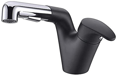 GXJBGYUSFT Wasserhähne, Schwarze Pump-Pull-Formel-Wasserhähne, drehbare Badezimmer-Wasserhähne, Dual-Mode-Multifunktions-Waschtisch-Wasserhähne, Stretch