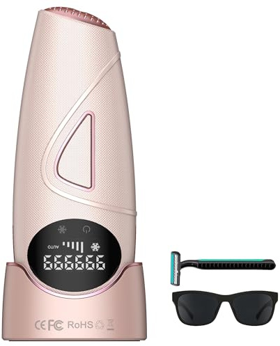 Dispositivo di epilazione IPL, epilazione laser indolore, dispositivi di epilazione IPL a 5 intensità e laser IPL 2 in 1, può essere utilizzato su tutto il corpo (Rose)