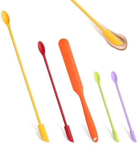 5 PCS Mini Silicone Spatula, Soft Small Silicone Spatula Set, Double-Ended Small Cosmetic Makeup Spatulas, Tiny Scraper for Jar Kitchen Bottles Cosmetic