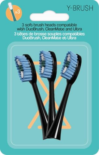 Y-Brush Traditionelle Bürstenköpfe – 3er-Pack – Ersatzbürstenköpfe für elektrische Zahnbürsten Y-Brush (Duobrush, Ultra, CleanMate)