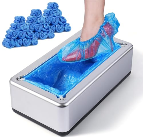 TAZZOR Automatischer Schuhüberzieher Maschine mit 300Pcs Überschuhe Einweg | Hände Frei Überziehschuhe Dispenser für Home Büro Hotel Supermarkt Labor, Rutschfest & Wasserdicht