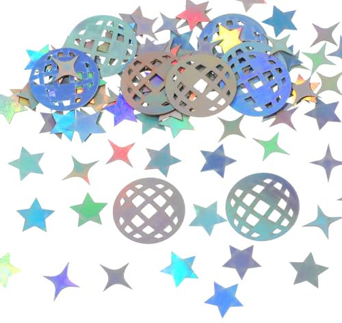 AOZUO 200 Stück Stern Disco Tischkonfetti, Glitzernde Discokugel Tischkonfetti, Disco Party Dekoration für 70er 80er Jahre, Hippie Verlobung, Geburtstagsfeier, Party Geschenke, Zubehör