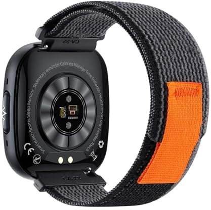 Knauermann NEO 2 (2025) - Schwarz Eckig - Gesundheitsuhr Smartwatch - EKG - HRV Funktion - BT Bluetooth - Schlafapnoe - Blutdruck - Klettband Schwarz