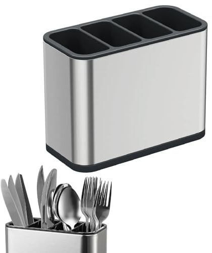 Esshogo Portaposate e Scolaposate Acciaio, Scolaposate con Fondo, Portautensili Cucina