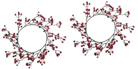 PRETYZOOM Lot De 2 Guirlandes De Noël À Suspendre À Une Porte Décorations pour Sapin Perles Ampoules Branches Baies Extérieur Pliable Mousse Rouge