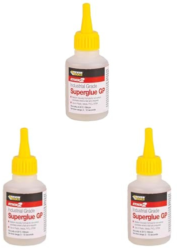 Everbuild Stick2 General Purpose Superglue – Industrial Grade – High Strength – Rapid Setting – Clear – 50g (Pack of 3)