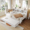 Merax Tagesbett 90x200 Schlafsofa mit Ausziehbett, Funktionsbett mit Staufach und USB-Anschluss, LED-Bettrahmen mit Lattenrost(ohne Matratze), Einzelbett/Doppelbett Gästebett, aus Kiefernholz, Weiß