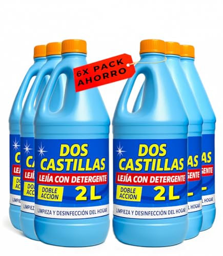 Lejia Con Detergente 6 Pack Doble Accion Limpieza Profunda Desinfeccion Total Elimina Malos Olores Ideal Cocinas Baños Electrodomesticos Multiusos Superficies Domesticas (6 PACK)