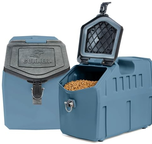 GUNNER 50 lbs Dog Food Storage Container - Waterproof & Airtight Pet Food Bin - Multi-Purpose Container for Dry Food, Corn, Chicken Feed, Treats, Bird Seed, & More - Blue