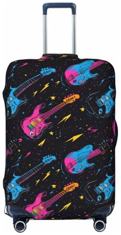 TZTTZT Housse de protection pour bagage – Guitare Bleu Rose Imprimé Valise Housse pour bagage, Noir , 18-21