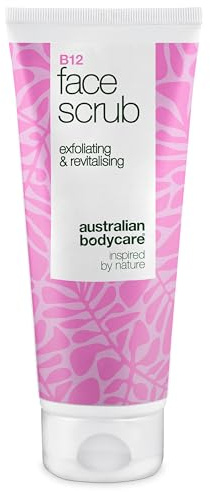 Face Scrub for dry, dull and uneven skin – exfoliates, smooths and restores glow with B12 vitamin, glycolic acid and natural apricot seed powder
