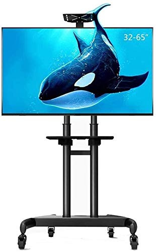 AYCDL Supporto TV con Piedistallo, Mensola Portaoggetti, Stazione per Schermo, Supporto TV Mobile, Carrello Alto per Monitor con Ruote, per Schermi TV LED E LCD HDR