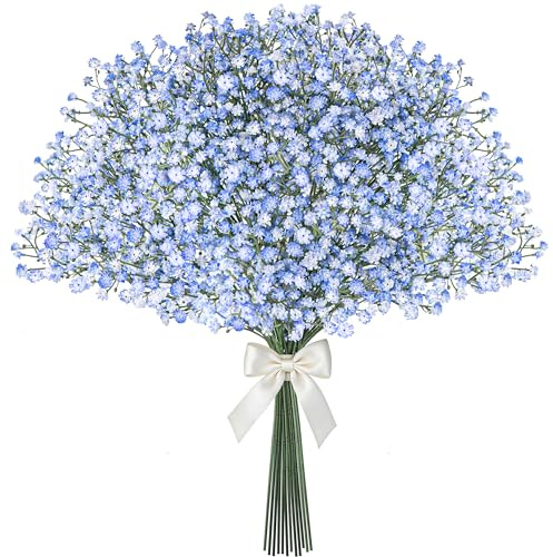 Der Rose 12 Stück 53CM Blau Schleierkraut Künstlich für Küche Tischdeko | Schleierkraut künstlich wie echt Leichtgewicht für einfaches Styling Passt in gängige Vasen Innen und Außen dekorieren
