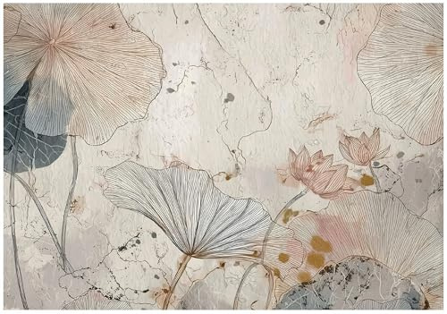 WallArena - Carta da parati fotografica - Fiori 400x280 cm - Murale fotografico - Per soggiorno e camera da letto - Effetto 3D - con Colla - Boho Botanico Fiore Vintage