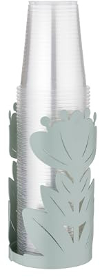 Baroni Home Portabicchieri Decorativo in Metallo con Motivo Foglia, Design Moderno per Tavola e Cucina, Contenitore per Bicchieri, Linea Ibiscus, 8x8x20 cm