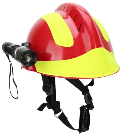 Ejoyous Feuerwehrhelm Rettungshelm Brandbekämpfungshelm mit Hartschale, Hitzebeständig, Flammhemmend, Kopfleuchte, Schutzbrille, Nackenschutz für Feuer- und Erdbebenrettung