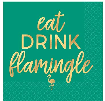 (PKT) Eat Drink Flamingle Beverage Napkins 25cm (16 pk)