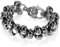 Flongo Herren Armband, Edelstahl Groß Breit Armband Armreif Armkette Silber Schwarz Totenkopf Schädel Kugel Perle Perlen Punk Biker Gotik Herren Kette Schmuck Accessoires