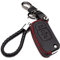 KASER Housse en Cuir pour Clé Ford 3 Boutons avec Porte-Clés Fiesta Focus Galaxy Fusion S-Max Kuga Ecosport Étui de Protection Cover Coque pour Télécommande Voiture (Couture Rouge)