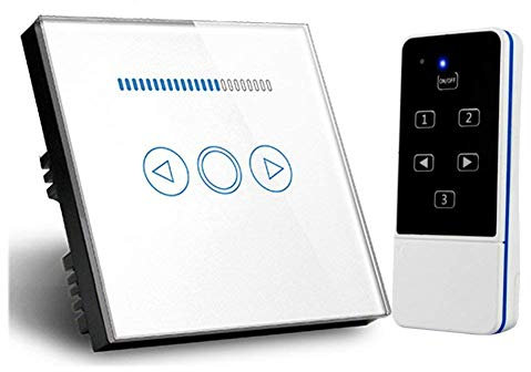 UK Standard Wall Switch Dimmer Switch Crystal Glass Panel Wireless Wall Light Touch Dimmer Switch (White)