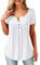 BeLuring Women V Neck Short Sleeve Summer Pleated Tunic Tops, 22-24, C - Short Sleeve - White