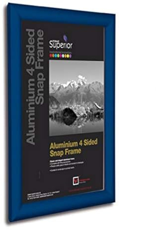 Seco A4 Aluminium 4-seitig, 25 mm Frontlader-Bilder-/Posterrahmen - Blau