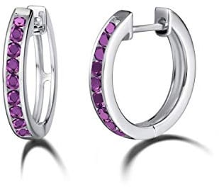 Damen Creolen Runde Ohrringe Klein aus 925 Sterling Silber Weißgold Vergoldung mit Rundschliff Funkelnde Zirkonia Schmuck für Damen Mädchen - Durchmesser: 18 mm, Breite 2.5 mm