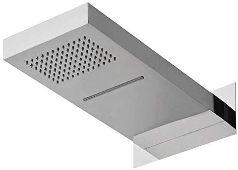 Soffione Doccia a Parete Acciaio Inox Punta Quadrata Con Cascata