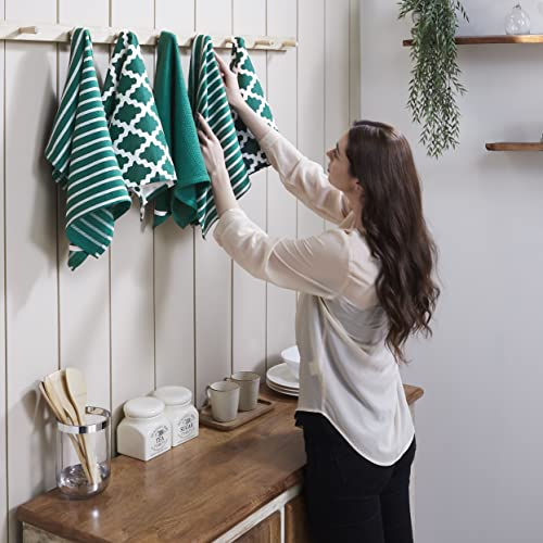 Penguin Home Premium Geschirrtuch aus 100% Reiner Baumwolle für die Küche, Set mit 5 Küchentüchern, weiche und langlebige Küchentücher, Handtuch-Set, maschinenwaschbar, 65 x 45 cm, Farbe – Grün