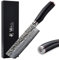 Wakoli EBO Premium Nakirimesser – 16,5 cm Klinge aus 67 Lagen Damaststahl mit VG10-Kern, Hammerschlag, ergonomischer schwarzer Eichenholzgriff, extra scharfes Profi Küchenmesser in Geschenkbox