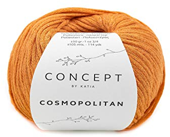 Katia Cosmopolitan Fb. 76 mandarine, Schlauchgarn, Jersey Bändchengarn, Jerseywolle mit Glitzer zum Stricken oder Häkeln