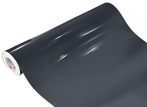 DecoMeister Lámina Adhesiva Impermeable Para Muebles Armarios Vinilo Autoadhesivo Para Cocina Papel Decorativo Para Puerta Mesa Película Para Forrar Gris Grafito Brillante 100 x 100 cm Por Metros