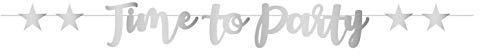 SILVER TIME TO PARTY BANNER